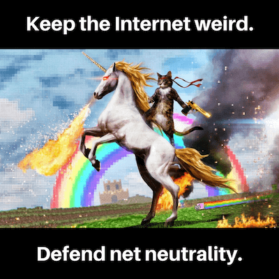 internet-weird A cat riding an Unicorn, in front of a rainbow,carrying a rocket launcher and and an explosion in the background. Oh, and the Unicorn breaths fire.